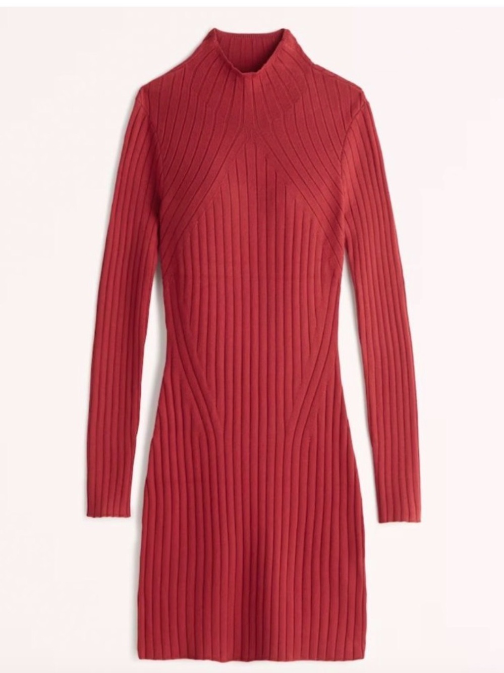 ✨Abercrombie & Fitch Red Ribbed Long-Sleeve Sweater Dress✨